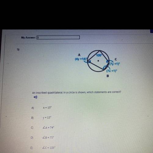 Please help!!! this is due today

An inscribed quadrilateral in a circle is shown, which statement