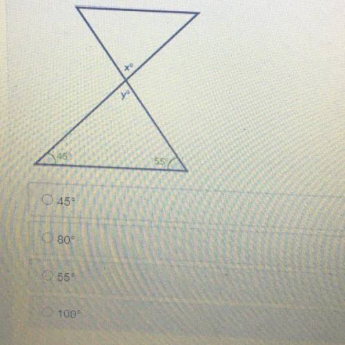 (05.02)Find the measure of angle x in the figure below
45
55
45°
O 80
55
100