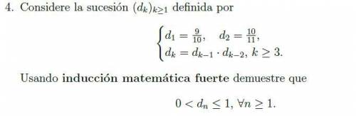 Considere la sucesión (dk)k>=1 de finida por

d1 = 9/10 ; 
d2 = 10/11 ;
dk = d(k-1) * d(k-2); k