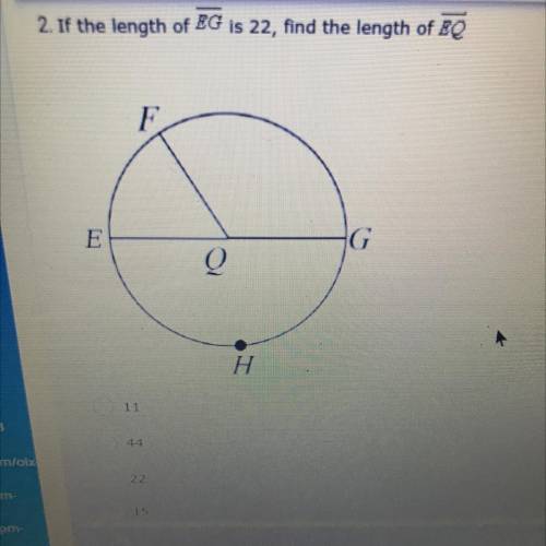 If the length of EG is 22, find the length of a EQ