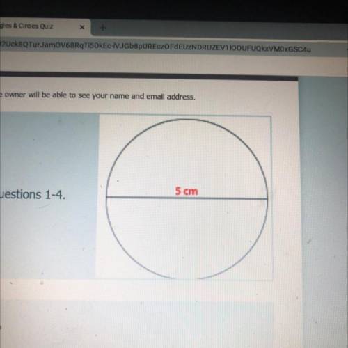 What is the diameter radius are and circumference of this circle