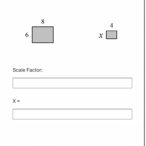 For the figures below, determine the scale factor and the value of x