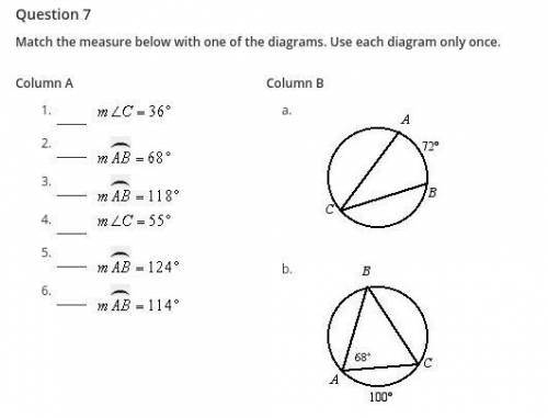 Match the measure below with one of the diagrams. Use each diagram only once.