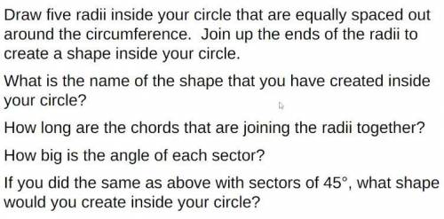 If you did the same as above with sectors of 45°, what shape would you create inside your circle?