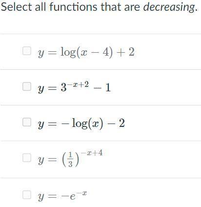 Select all functions that are decreasing.