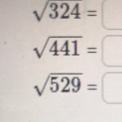 The value of each square root