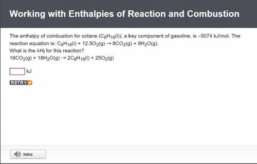 The enthalpy of combustion for octane (C8H18(l)), a key component of gasoline, is