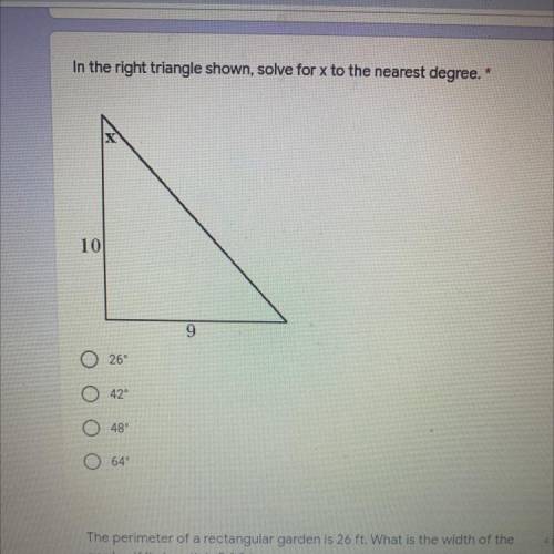 PLEASE HELP
In the triangle shown, solve for X to the nearest degree.