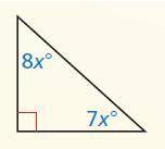 Find the measure of each acute angle.

The measure of the top-left angle in the triangle is__º and