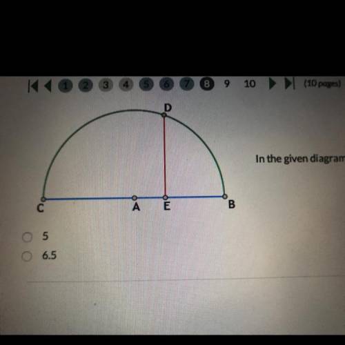 In the given diagram BDC is semicircle with center A DE BC CE =9 and BE =4 what is the length of DE
