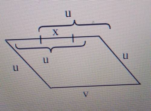 In the parallelogram shown, find x in terms of u and v. ​