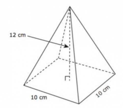Find the SLANT HEIGHT of the pyramid, then calculate its SURFACE AREA.
Show your work.