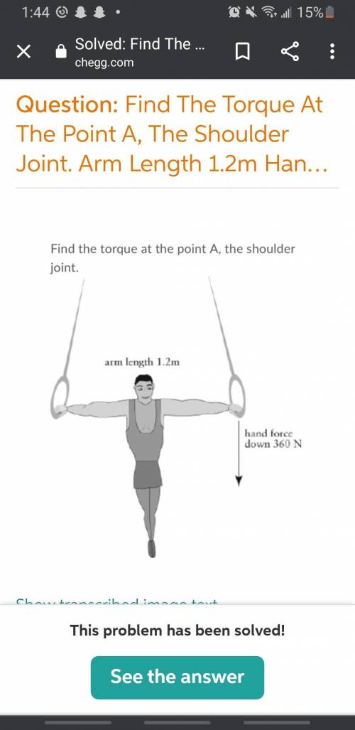 PLS HELP MEEEEEE
find the torque at the point a, the shoulder joint.