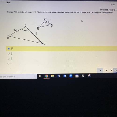 Triangle ABC is similar to triangle EFD. What scale factor is required to dilate triangle ABC so th