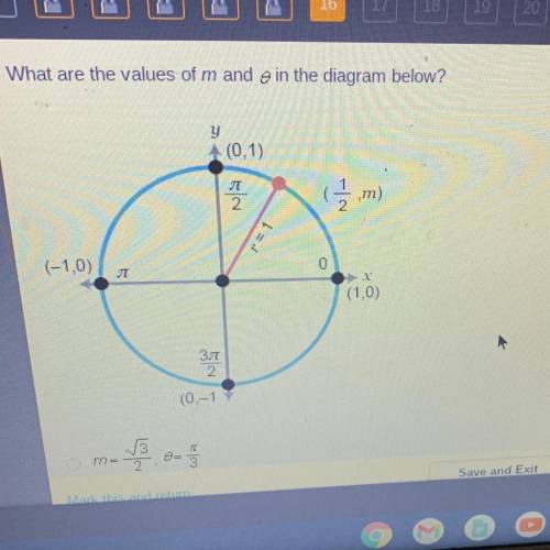 What are the values of m and 0 in the diagram below?