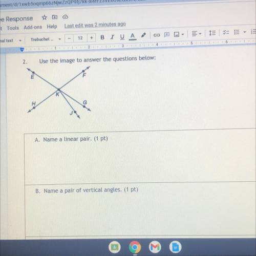Can someone please help me

It have another question 
Name a pair of adjacent angles that are not