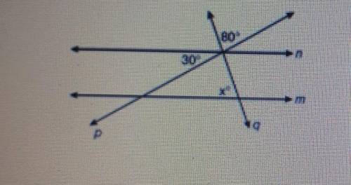 In the diagram below, lines n and m are cut by transversals p and q.

write an equation based on t