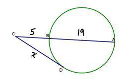 The diameter of a circle is 19 inches. If the diameter is extended 5 inches beyond the circle to po