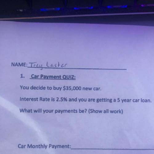 What the car monthly payment?? Show work plz
