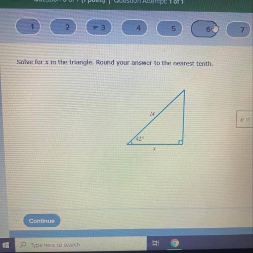 Solve for X in the triangle. Round your answer to the nearest tenth