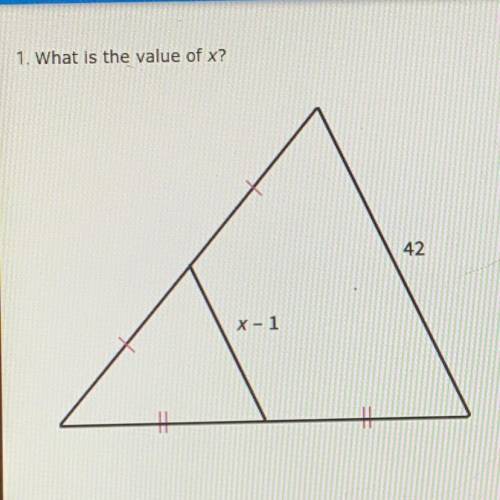 1. What is the value of x?
A. 21
B. 41
C. 22
D. 20