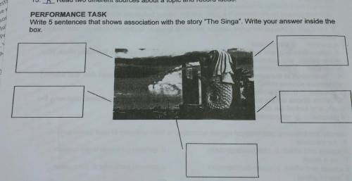 PERFORMANCE TASK Write 5 sentences that shows association with the story The Singa. Write your an