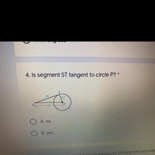 Is segment ST tangent to circle P1