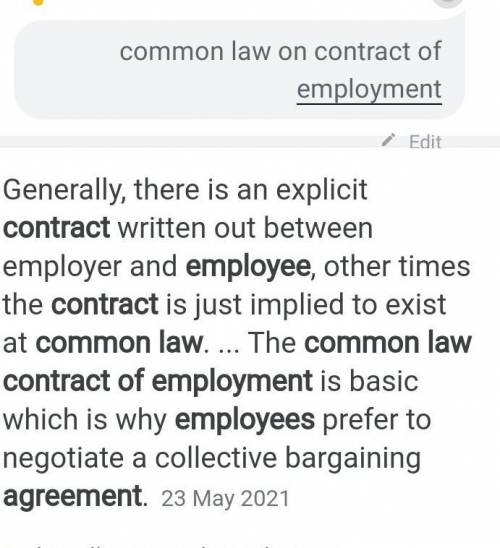 Common law on contract of employment​