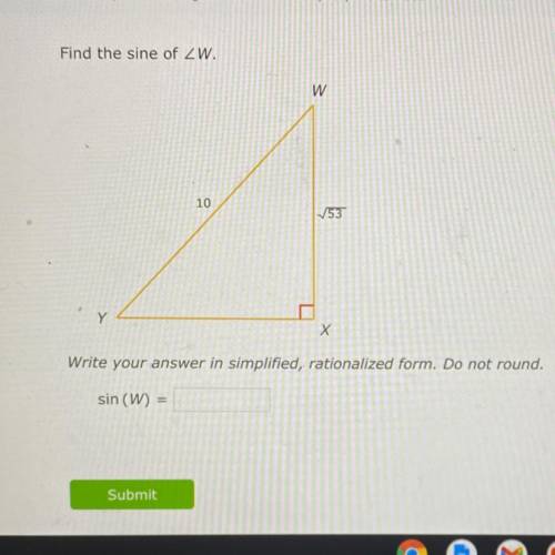 HELP NEEDED!! Find the sine of W