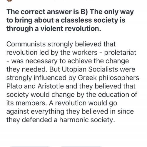 Which of these statements would be supported by a communist but not a utopian socialist?