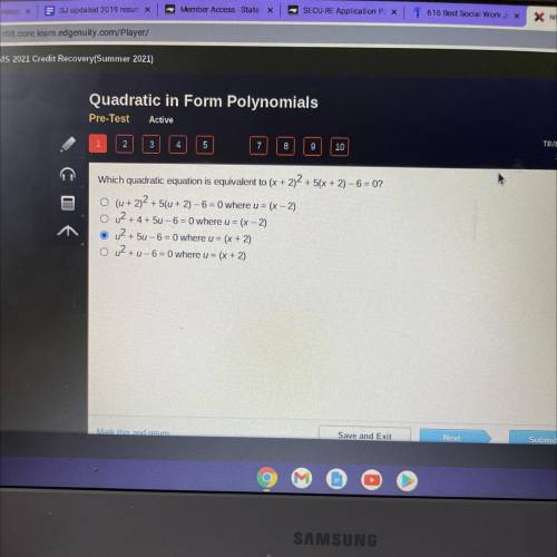 Which quadratic equation is equivalent?