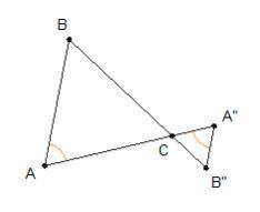 Help! Will give brainliest!

Triangle ABC and ABC connect at point C. Triangle ABC is rotated a