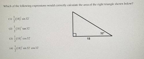 Which of the following expressions would correctly calculate the area of the right triangle shown b