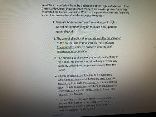 read the excerpt below from the declaration of the rights of man and of the citizen, a document tha