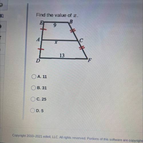 Find the value of x. PLEASE HELP ASAP