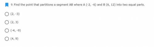 Find the point that partitions a segment AB where A (-2, -6) and B (6, 12) into two equal parts.