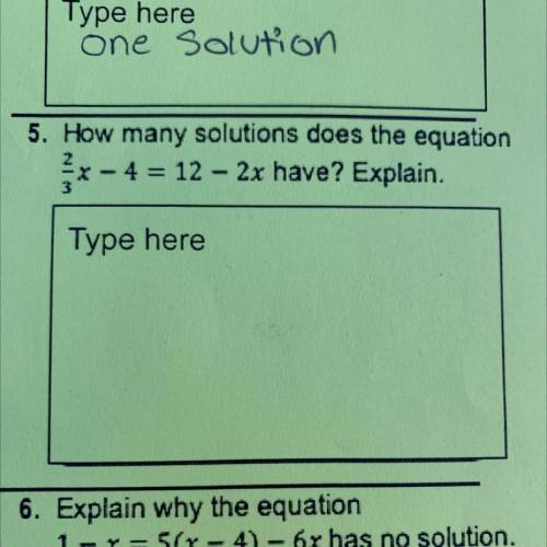 Help me please
How many solutions does the equation
x -4 = 12 - 2x have? Explain.
- ? .