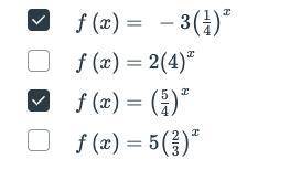 Choose ALL of the following functions that represent exponential decay.