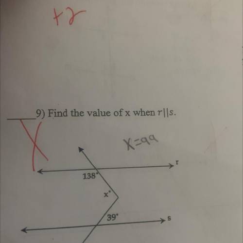 Find the value of x when r// s