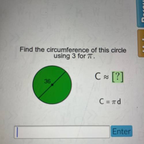 Find the circumference of this circle
using 3 for TT.
C = ?