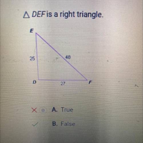 DEF is a right triangle.