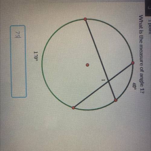 What is the measure of angle 1?

got my answer written just need confirmation if it’s correct