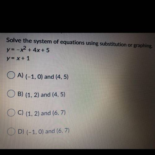 Solve the system of equations using substitution or graphing.