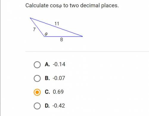 Calculate cos (theta) to two decimal places. PLS HELP ASAP