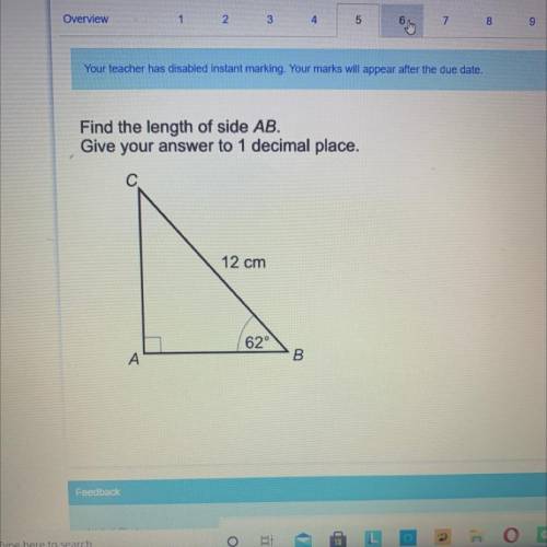 Find the length of side AB.
Give your answer to 1 decimal place.
12 cm
62°
A
B