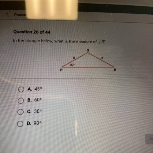 In the triangle below, what is the measure of
