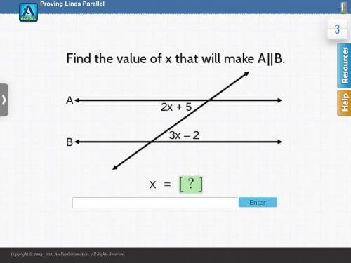 Find the value of x that will make A||B