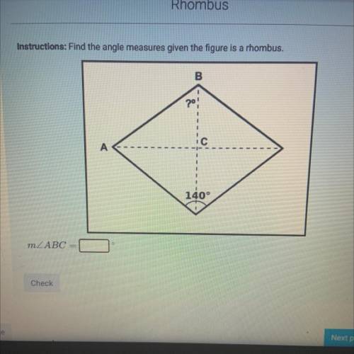 Find the angle measure given the figure is a rhombus