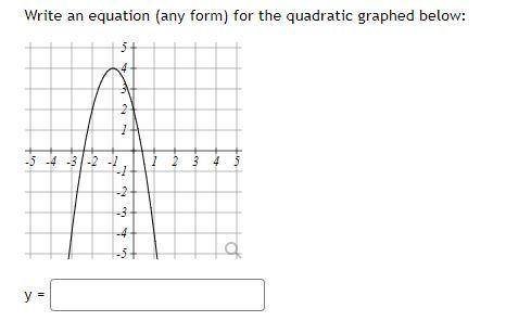 Write an equation (any form) for the quadratic graphed below: