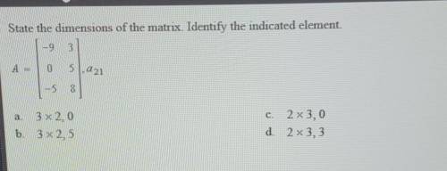 State the dimensions of the matrix. identify the indicated element​